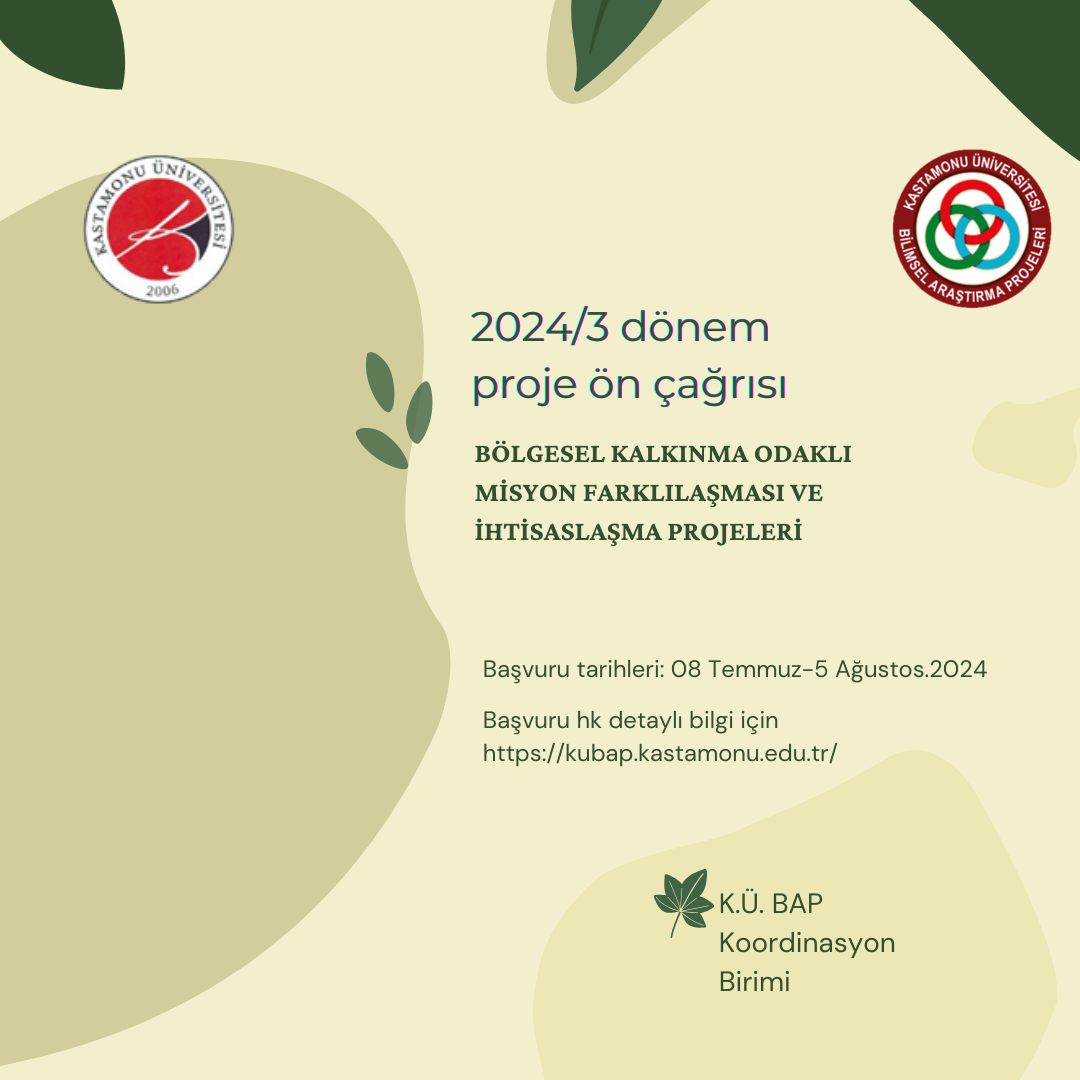 2024/3 Dönemi PROJE ÇAĞRISI: Bölgesel Kalkınma Odaklı Misyon Farklılaşması ve İhtisaslaşması Programı 